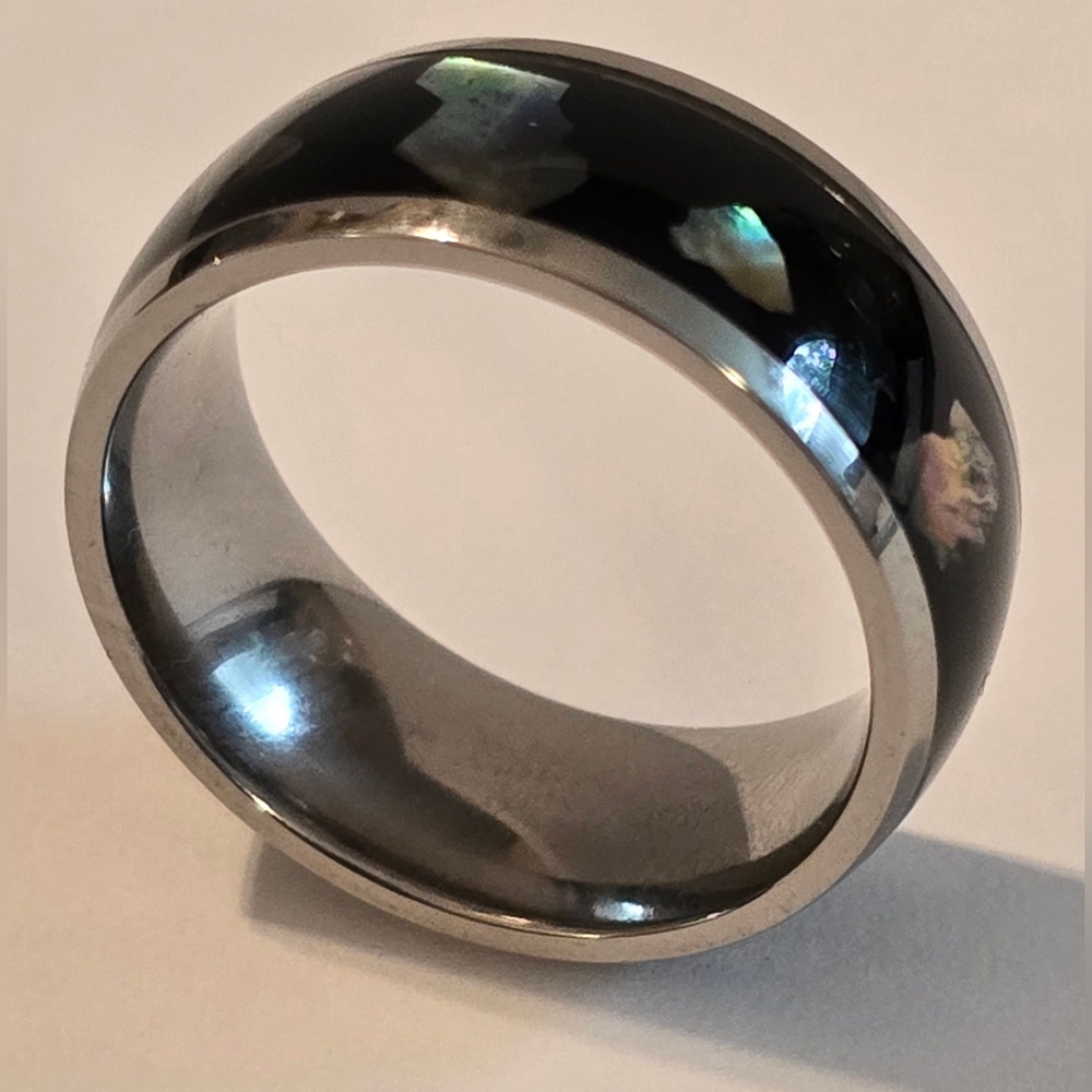 Titanium Shungite And Abalone Shell Ring Size 7 - image 2